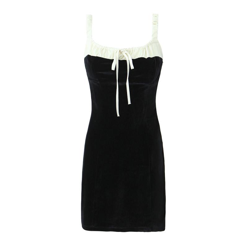 Womens  Dresses | Cristy Velvet Mini Dress Clothing BLACK AND WHITE