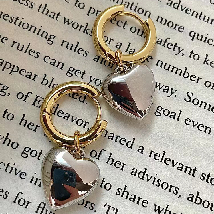 Womens  Earrings | Mixed Metal Heart Hoop Earrings Accessories Earrings