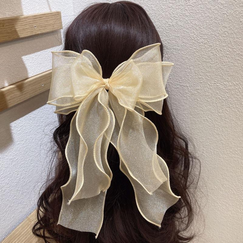 Womens  Hair Accessories | Frilled Bow Hair Clip Accessories CREAM