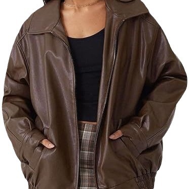 Womens  Jackets & Coats | Faux Leather Oversized Bomber Jacket Clothing BROWN