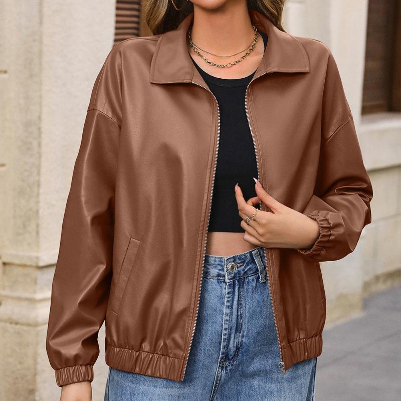 Womens  Jackets & Coats | Halley Faux Leather Bomber Jacket Clothing BORDU