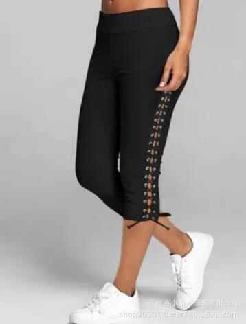 Womens  Pants | Alexiss Lace-Up Capri Jeans Clothing BLACK