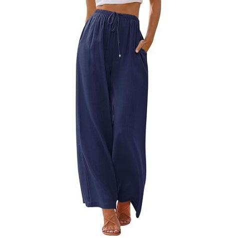 Womens  Pants | Leoni Side Tie Cotton Gauze Pants Clothing NAVY