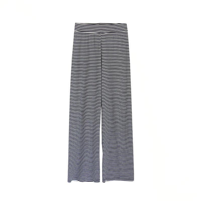 Womens  Pants | Lilah Striped Fold Over Pants Clothing BLUE AND WHITE