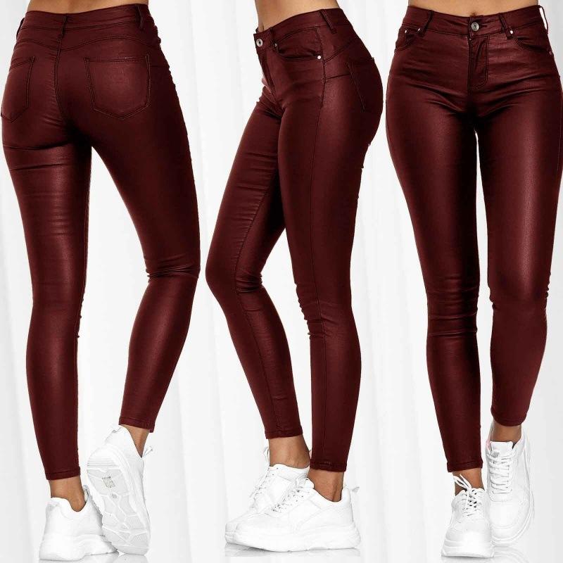 Womens  Pants | Luna Faux Leather Flare Jeans Clothing BURGUNDY