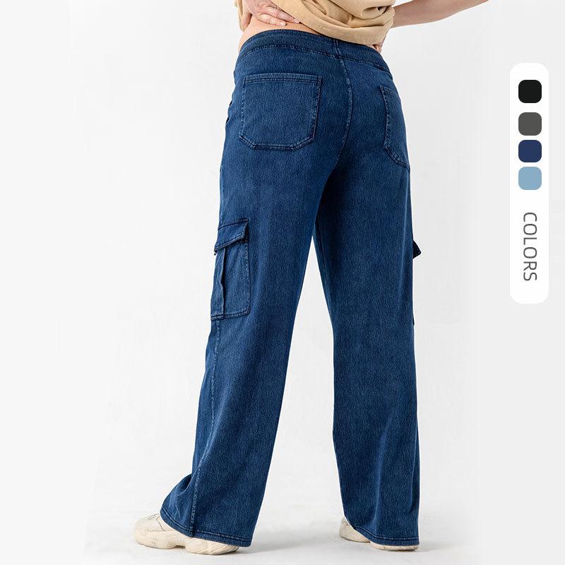 Womens  Pants | Roslyn Denim Flared Cargo Pants Clothing BLUE WASHED