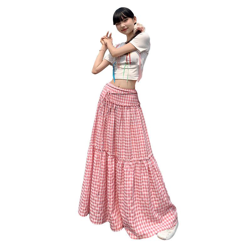 Womens  Skirts | Gingham Side Slit Tiered Maxi Skirt Clothing RED