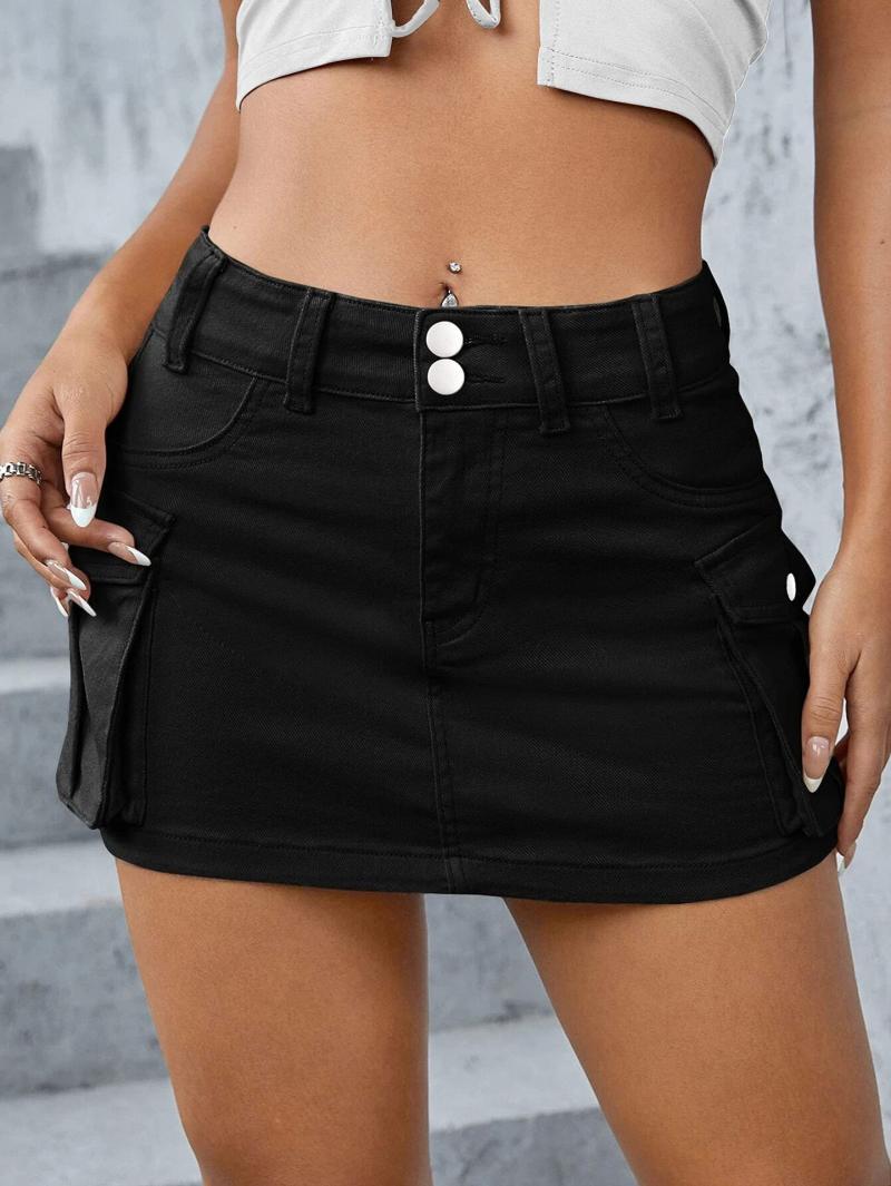 Womens  Skirts | Katya Low-Rise Cargo Skirt Clothing BLACK