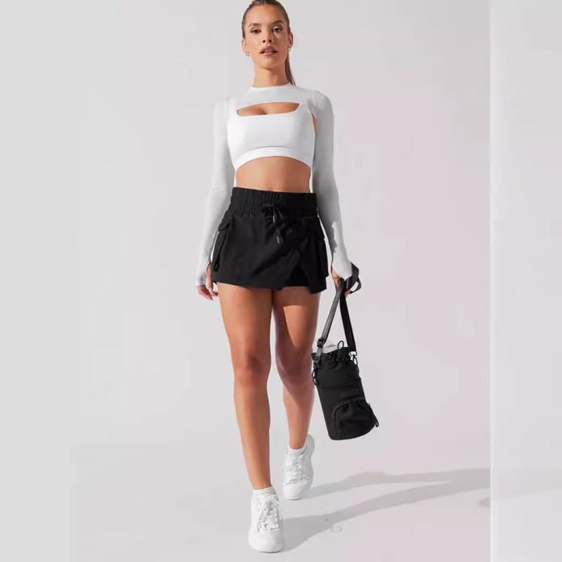 Womens  Skirts | Keren Slitted Nylon Cargo Mini Skirt Clothing BLACK