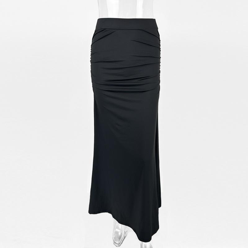 Womens  Skirts | Low-Rise Satin Midi Skirt Clothing BLACK