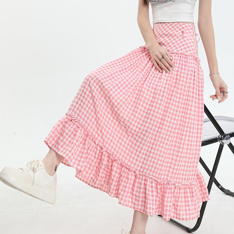 Womens  Skirts | Plaid Tiered Midi Skirt Clothing BLACK AND WHITE