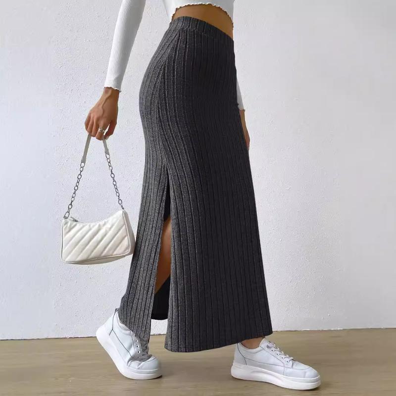 Womens  Skirts | Rosebud Knit Low Rise Back Slitted Maxi Skirt Clothing Skirts