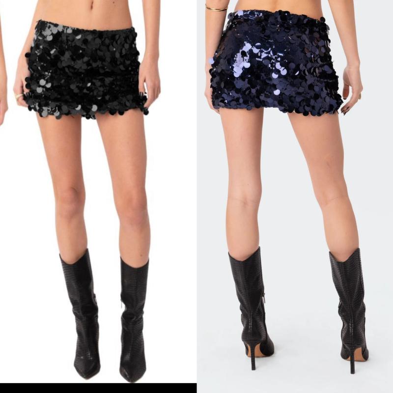 Womens  Skirts | Sabina Low-Rise Sequin Mini Skirt Clothing BLACK