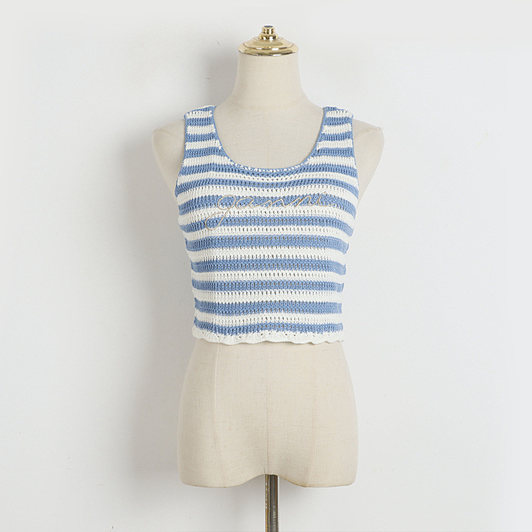 Womens  Sweaters & Knitwear | Nox Striped Knit Tube Top Clothing BLUE AND WHITE