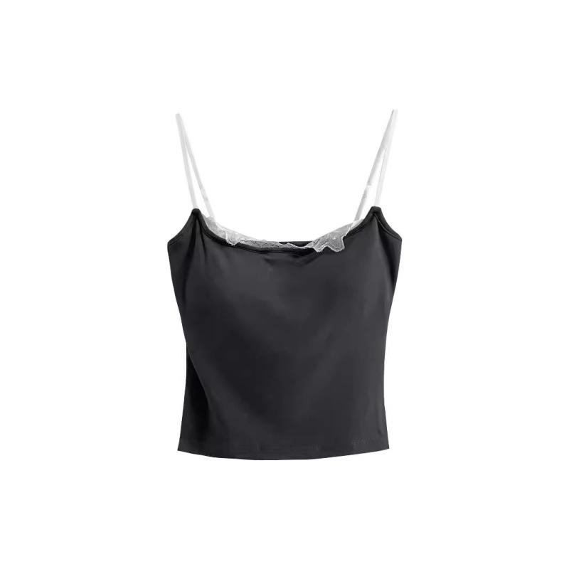 Womens  Tops | Alara Lace Trim Tank Top Clothing NAVY