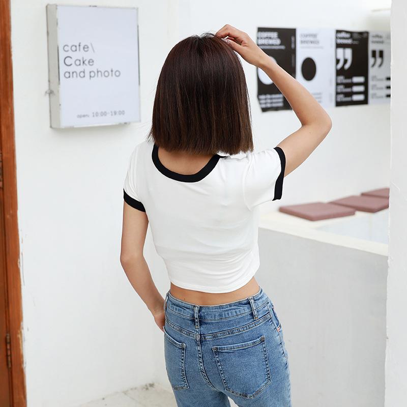 Womens  Tops | Low Back Contrast T Shirt Clothing BLACK AND WHITE